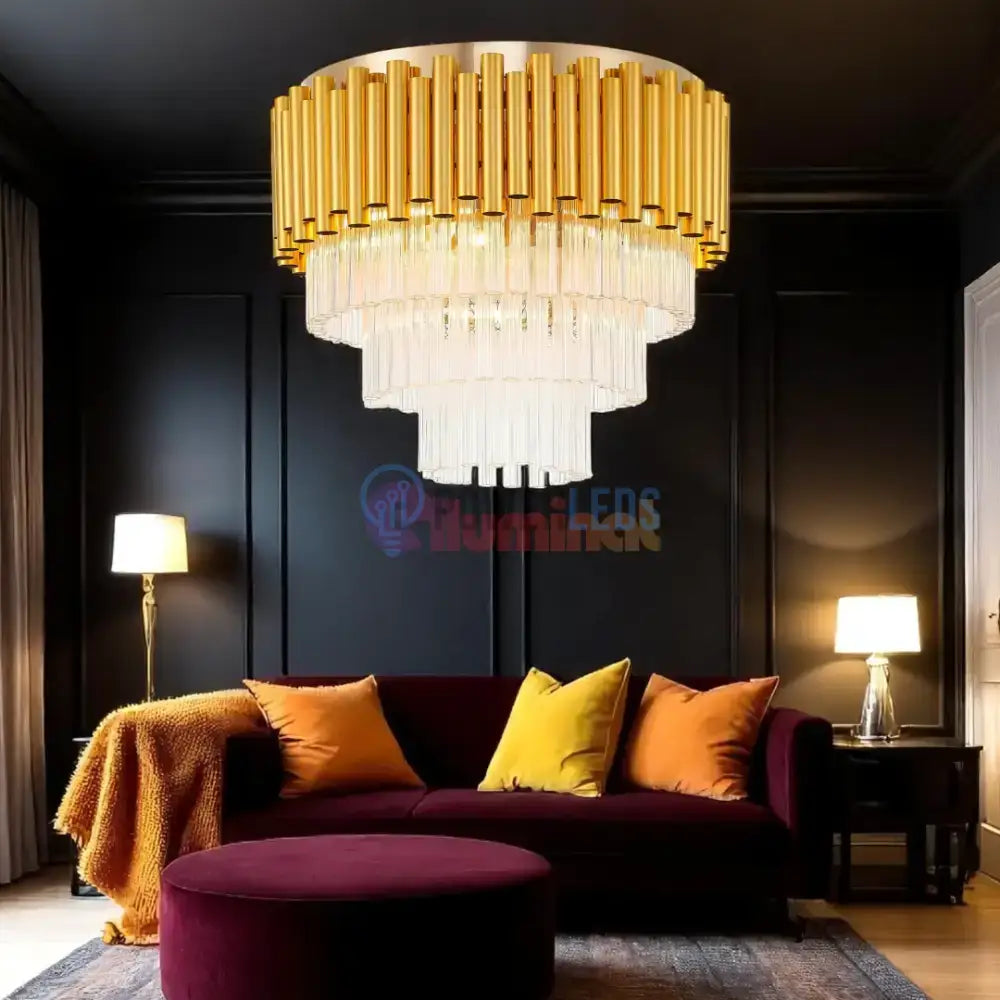 Candelabru Cristal Luxury Golden SUFITOWA powerleds.ro