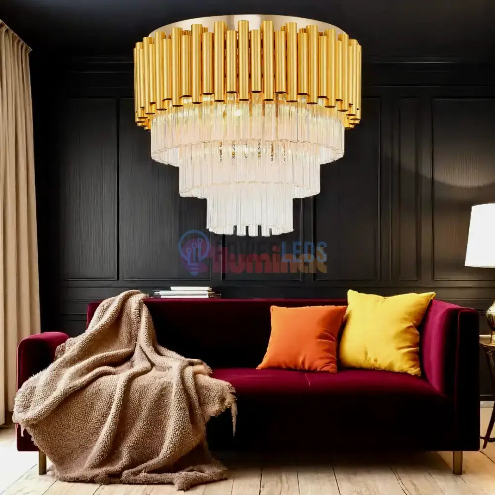 Candelabru Cristal Luxury Golden SUFITOWA powerleds.ro