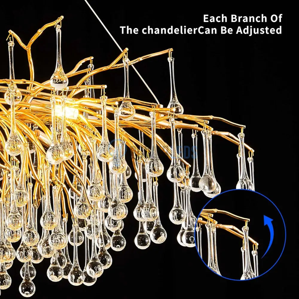 Candelabru Cristal LUXURY Golden Tears 140x50CM AURIE / 140CM / LUXURY Chandeliers Crystal