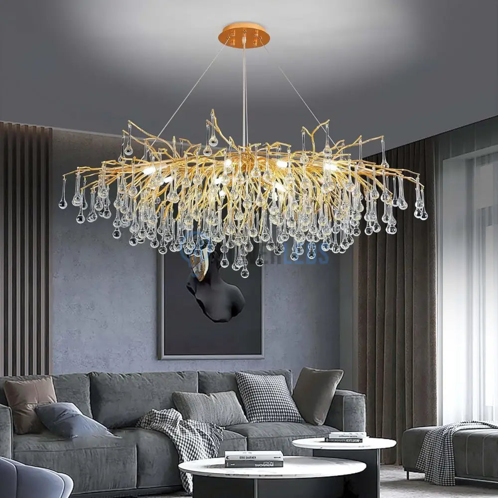 Candelabru Cristal LUXURY Golden Tears 140x50CM AURIE / 140CM / LUXURY Chandeliers Crystal