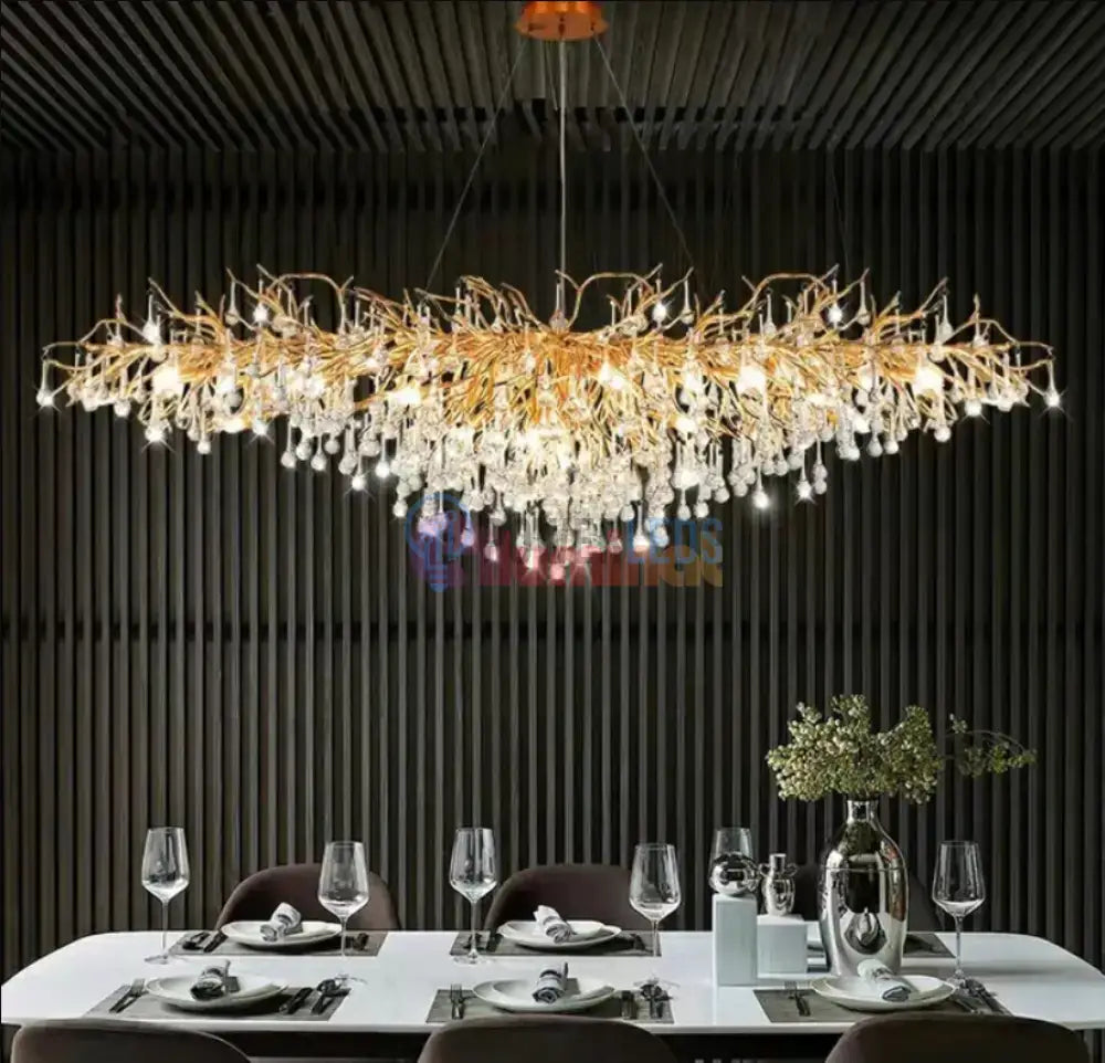 Candelabru Cristal Luxury Golden Tears 140X50Cm Chandeliers Crystal