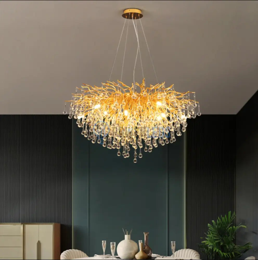 Candelabru Cristal Luxury Golden Tears 80Cm Chandeliers Crystal