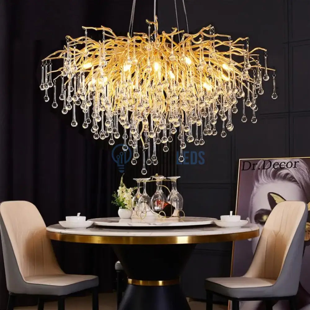 Candelabru Cristal Luxury Golden Tears 80Cm Chandeliers Crystal