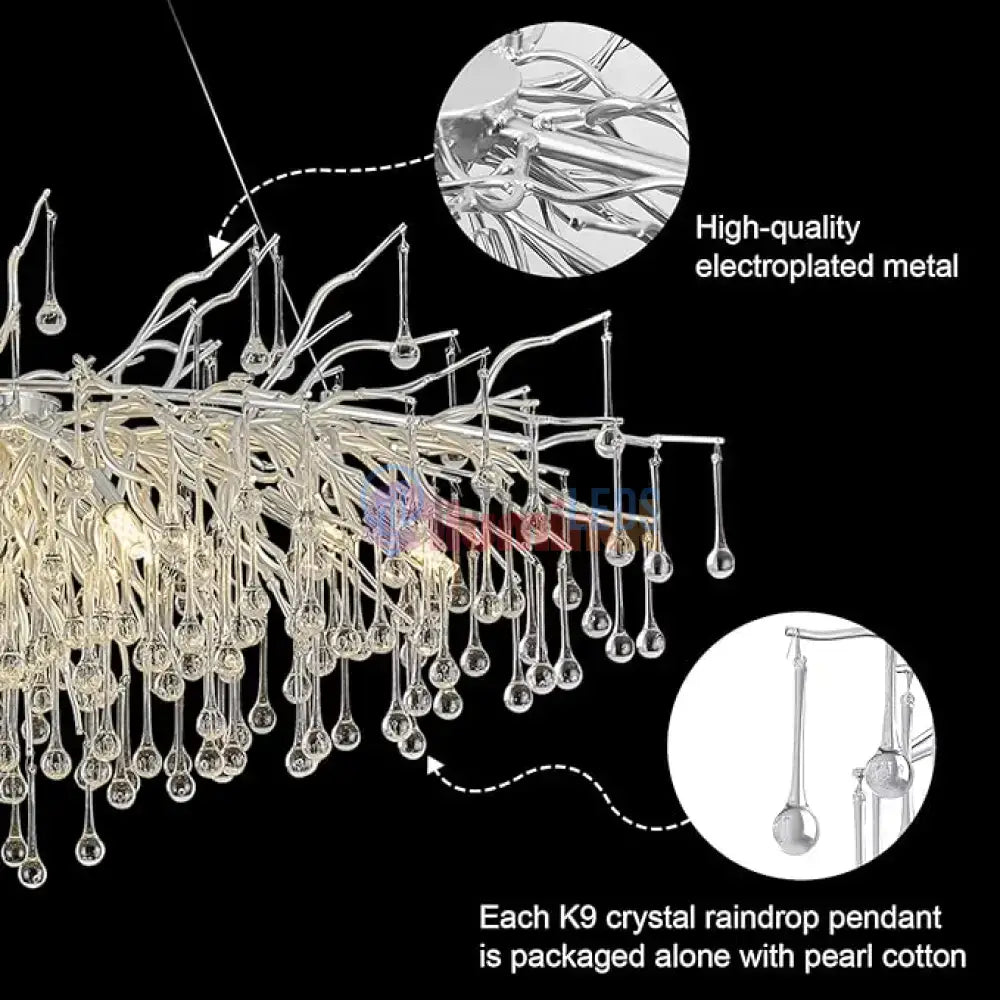 Candelabru Cristal LUXURY SILVER Tears 120x60cm powerleds.ro