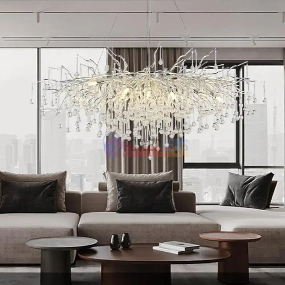 Candelabru Cristal LUXURY SILVER Tears 120x60cm powerleds.ro