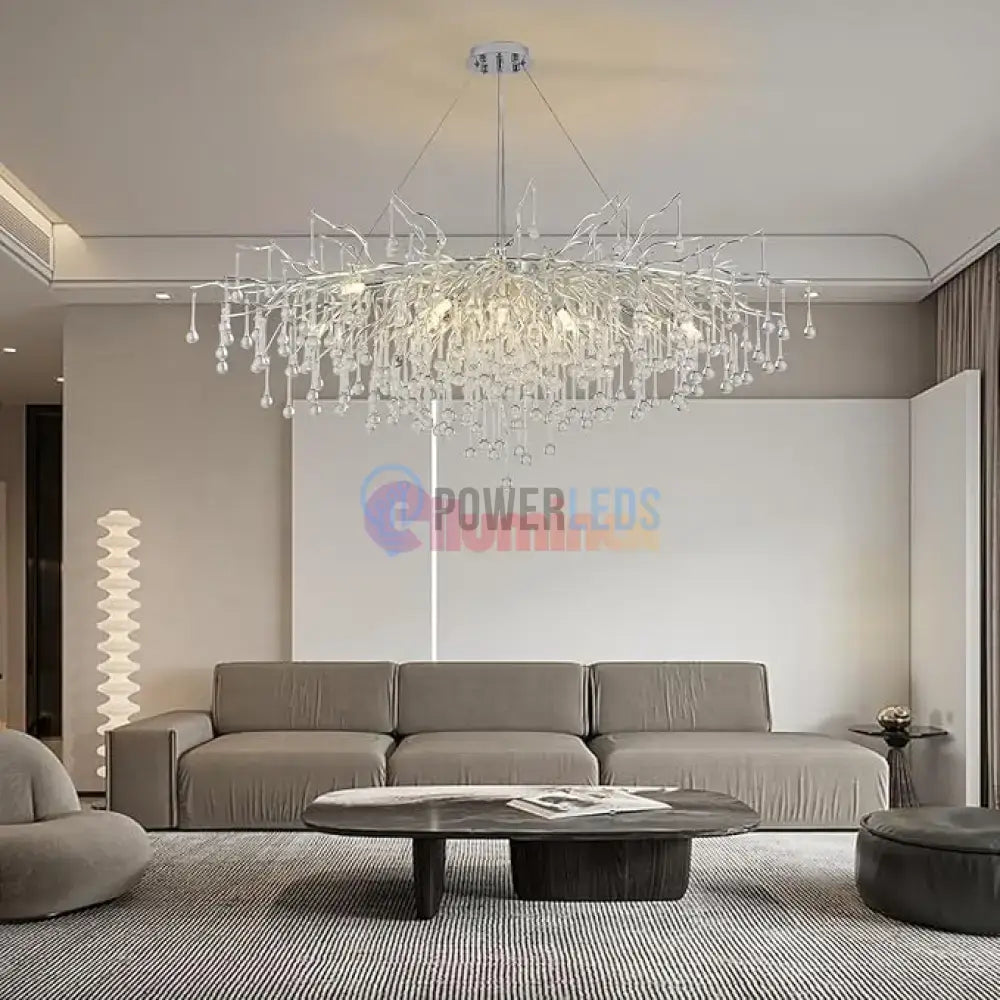 Candelabru Cristal LUXURY SILVER Tears 120x60cm powerleds.ro