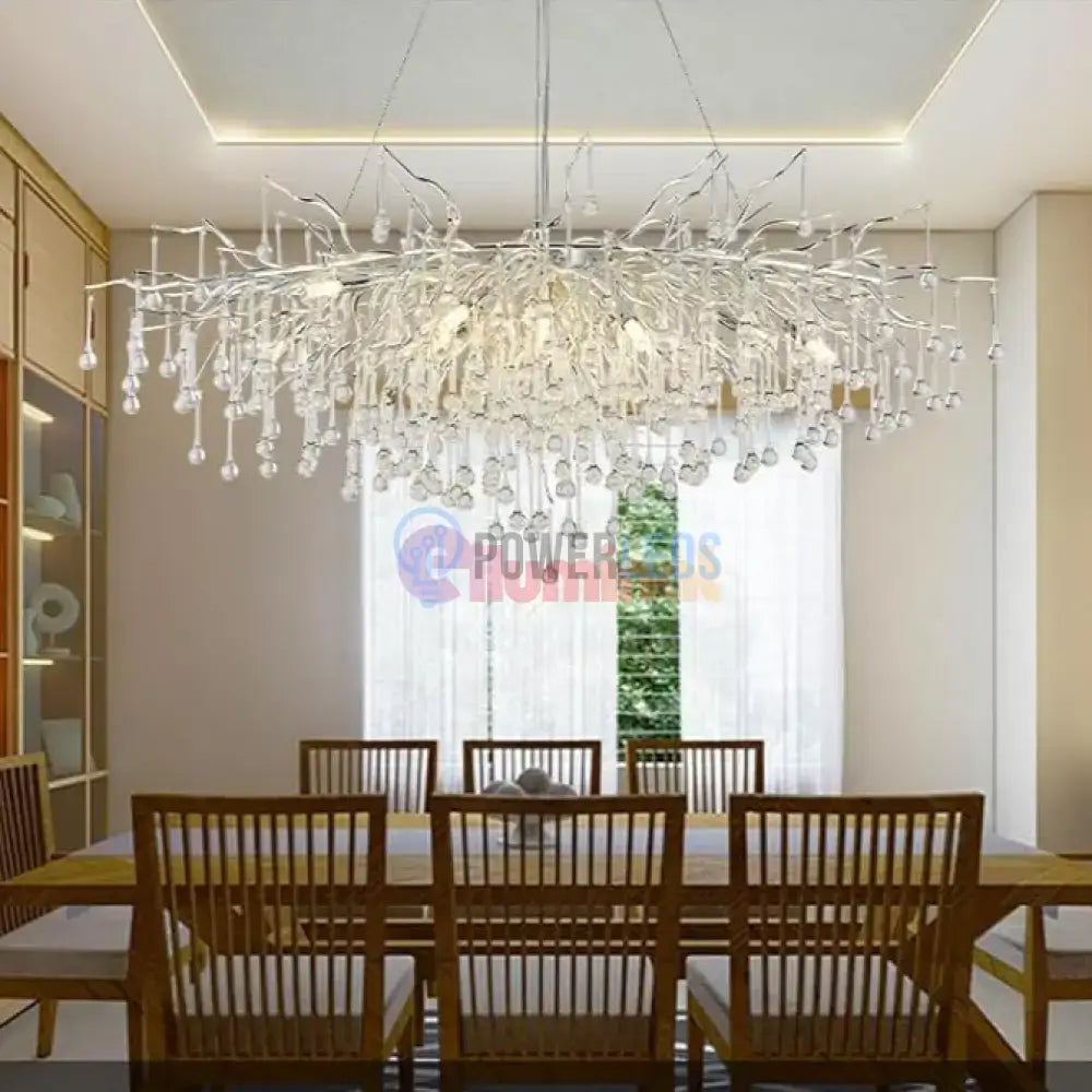 Candelabru Cristal LUXURY SILVER Tears 120x60cm powerleds.ro