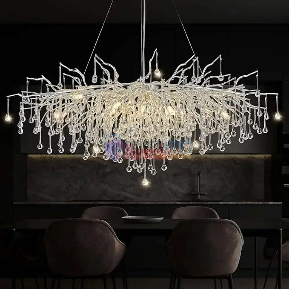 Candelabru Cristal LUXURY SILVER Tears 120x60cm powerleds.ro
