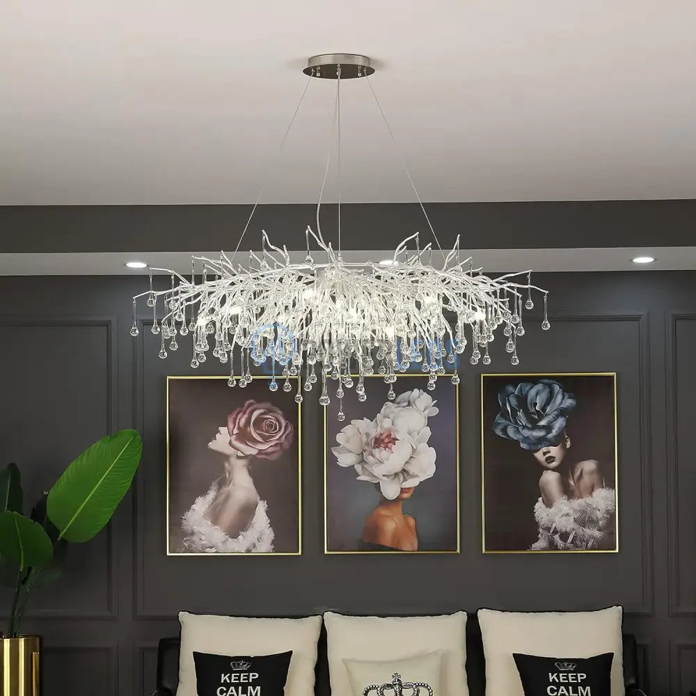 Candelabru Cristal Luxury Silver Tears 80Cm Chandeliers Crystal