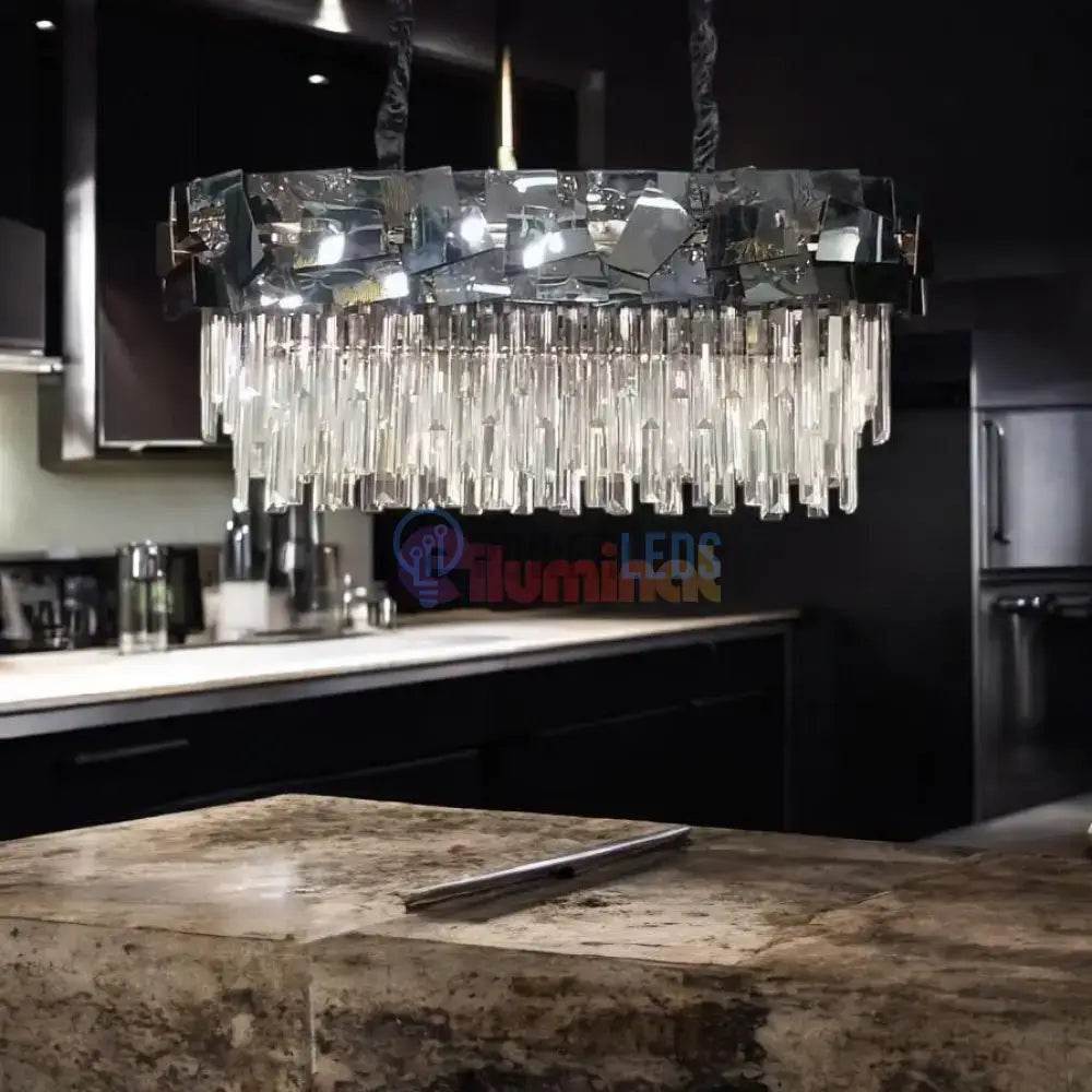 Candelabru Cristal Modern Troy 8743-80x30cm Negru Lucios powerleds.ro