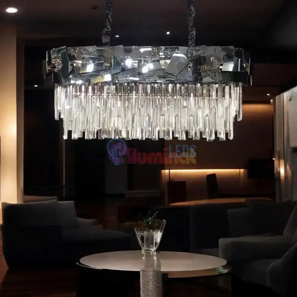 Candelabru Cristal Modern Troy 8743-80x30cm Negru Lucios powerleds.ro