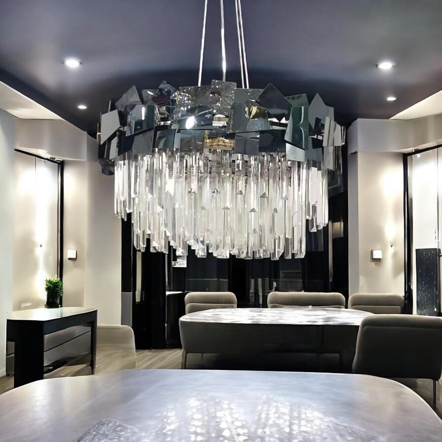 Candelabru Cristal Modern Troy Negru Lucios