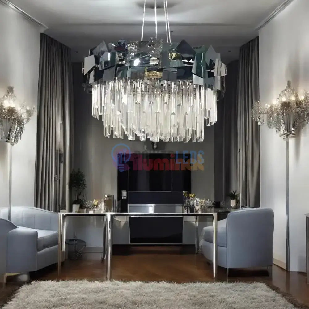 Candelabru Cristal Modern Troy Negru Lucios powerleds.ro
