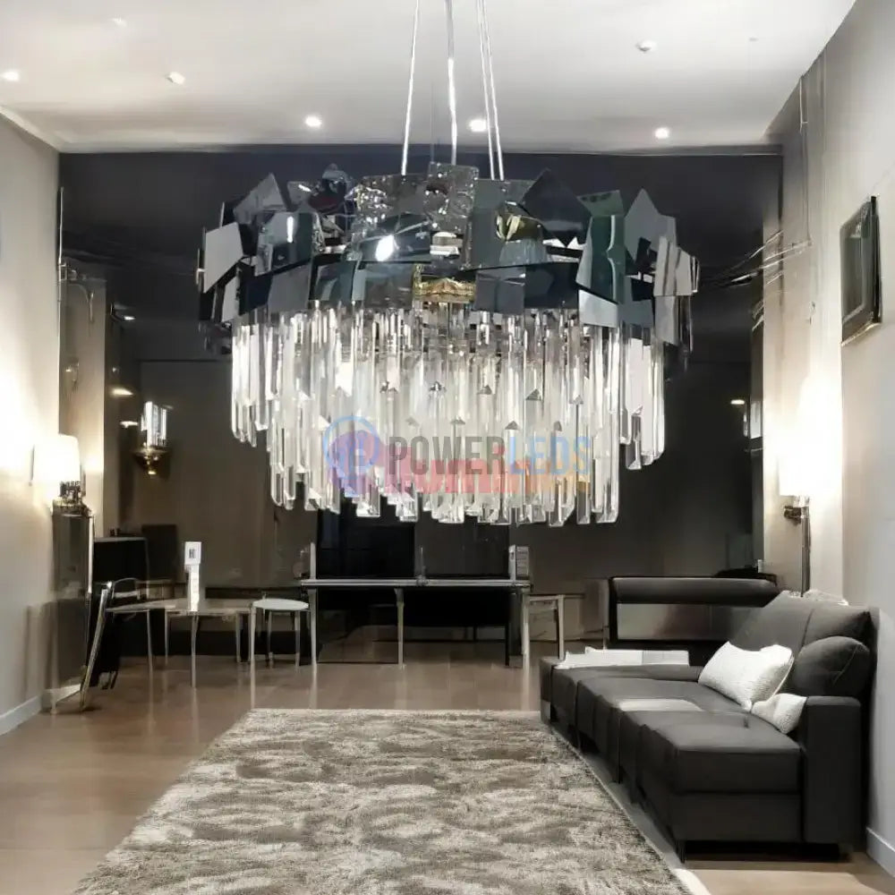 Candelabru Cristal Modern Troy Negru Lucios powerleds.ro