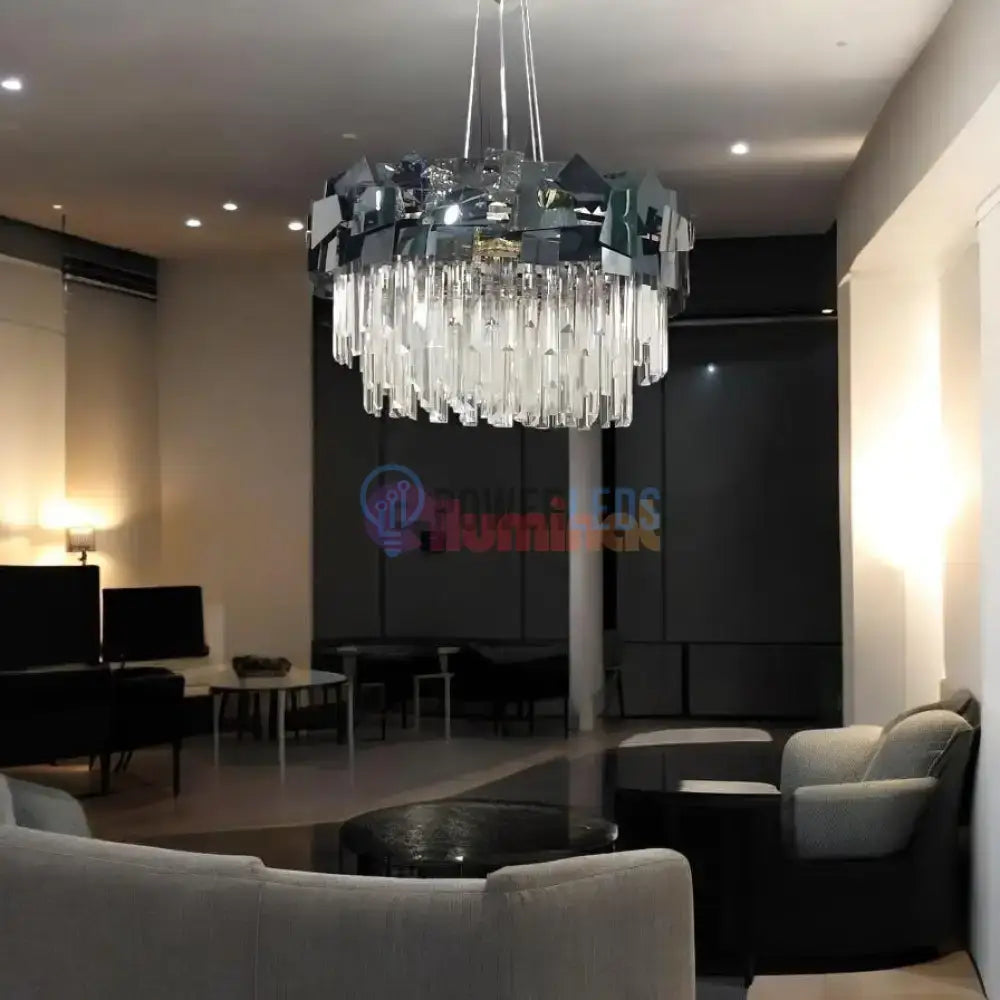 Candelabru Cristal Modern Troy Negru Lucios powerleds.ro