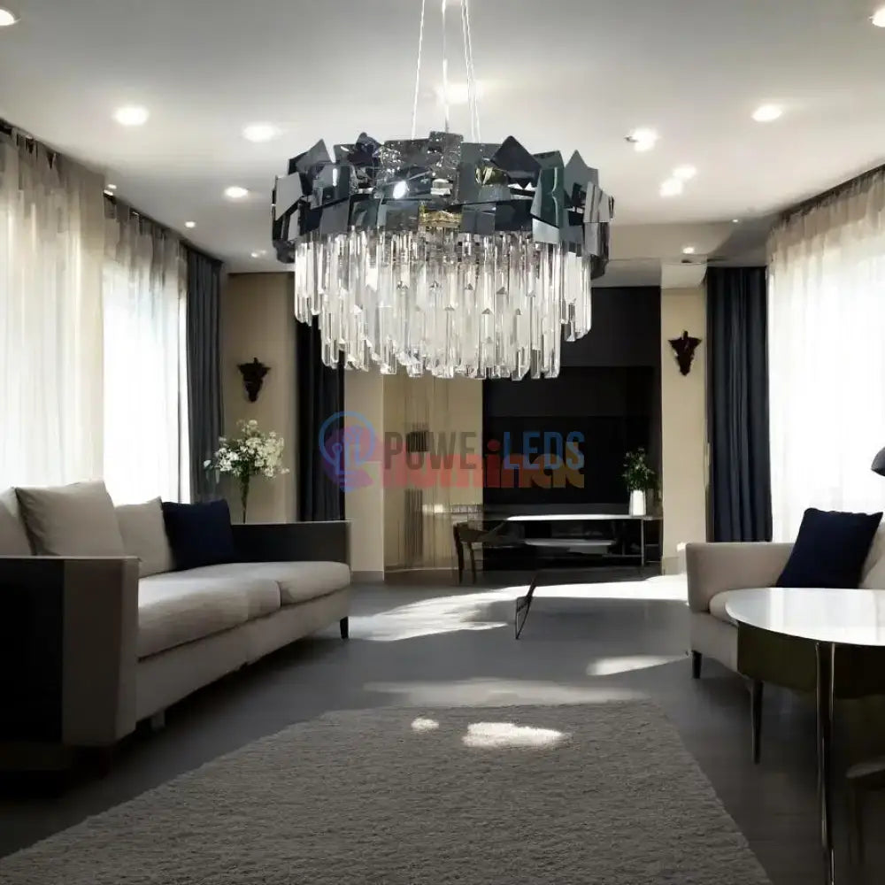 Candelabru Cristal Modern Troy Negru Lucios powerleds.ro