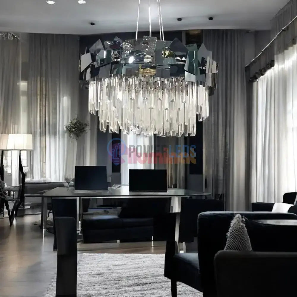 Candelabru Cristal Modern Troy Negru Lucios powerleds.ro