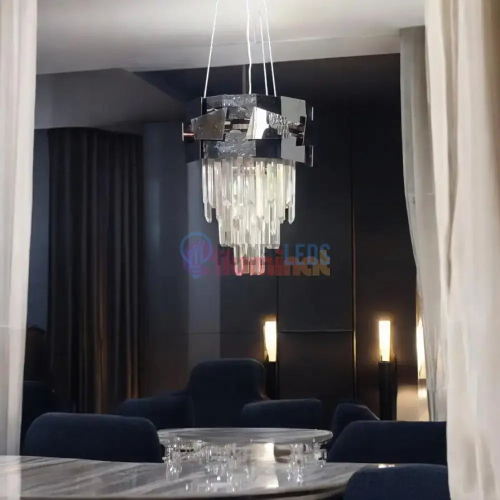 Candelabru Cristal Modern Troy Negru Lucios powerleds.ro