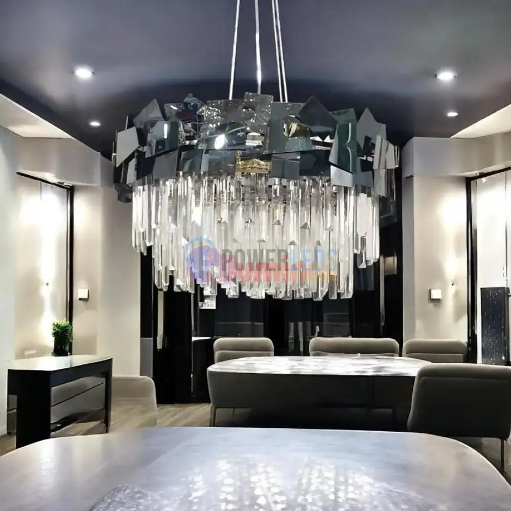 Candelabru Cristal Modern Troy Negru Lucios powerleds.ro