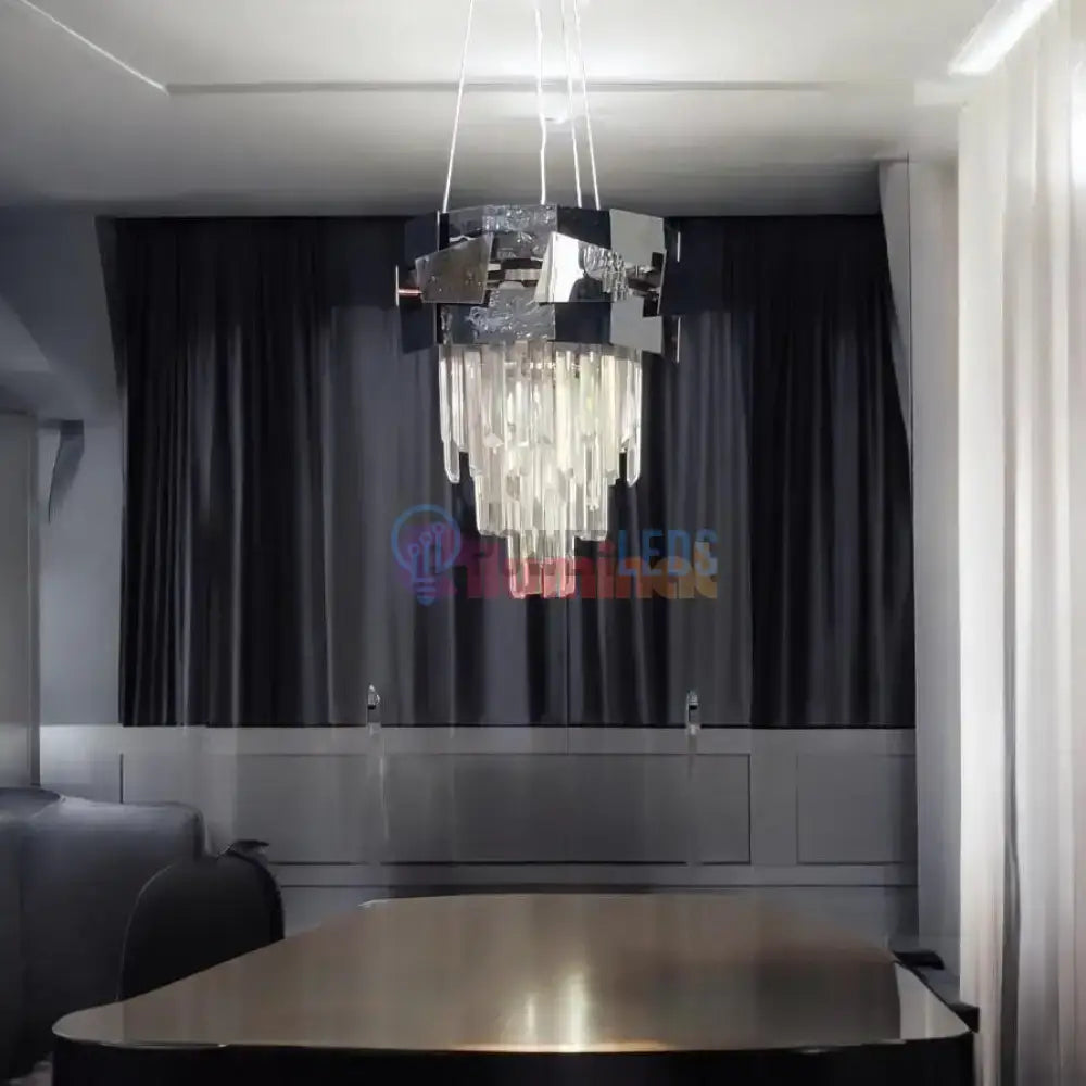 Candelabru Cristal Modern Troy Negru Lucios powerleds.ro