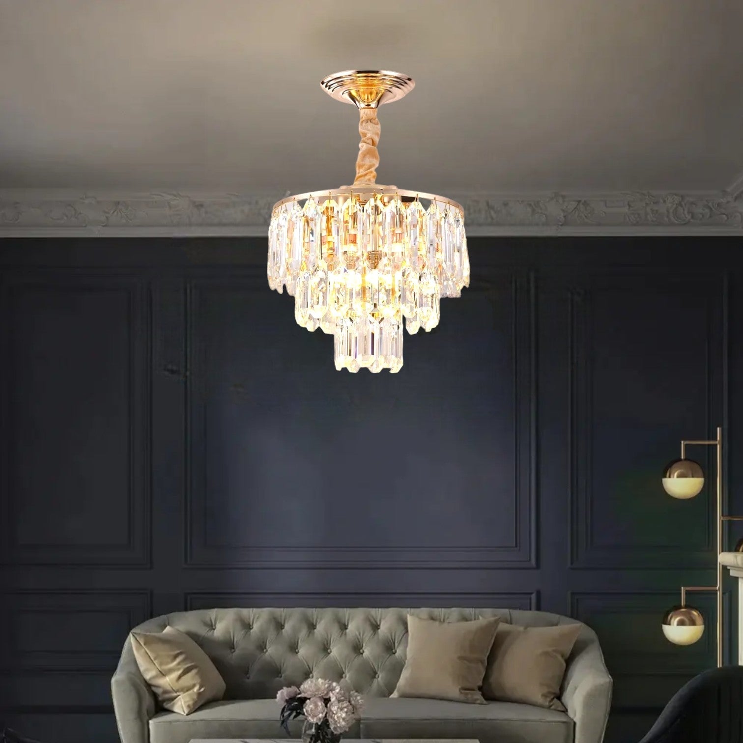 Candelabru Cristal Simply Golden 300mm