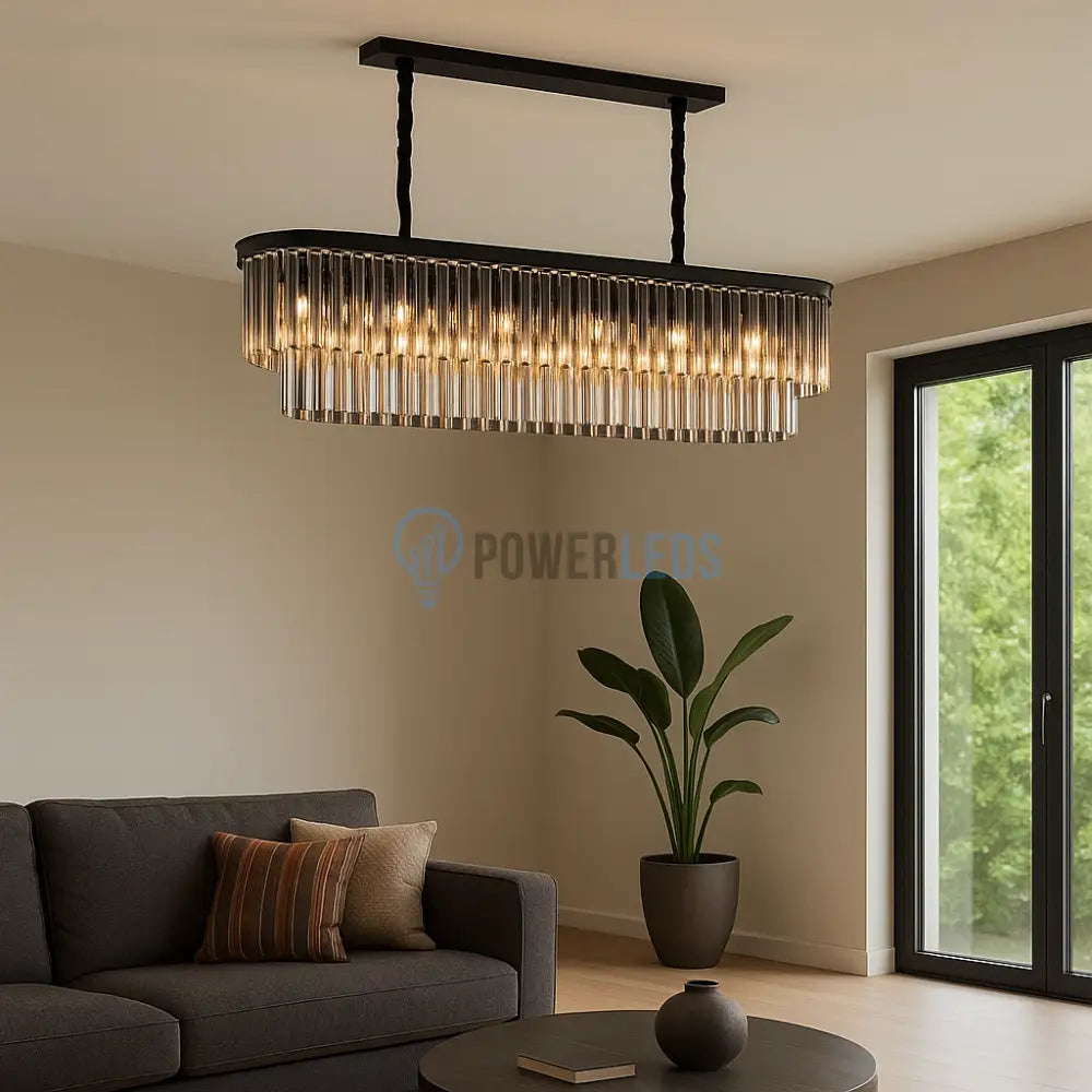Candelabru Cristal SMOKY BLACK/GREY 800x300mm powerleds.ro