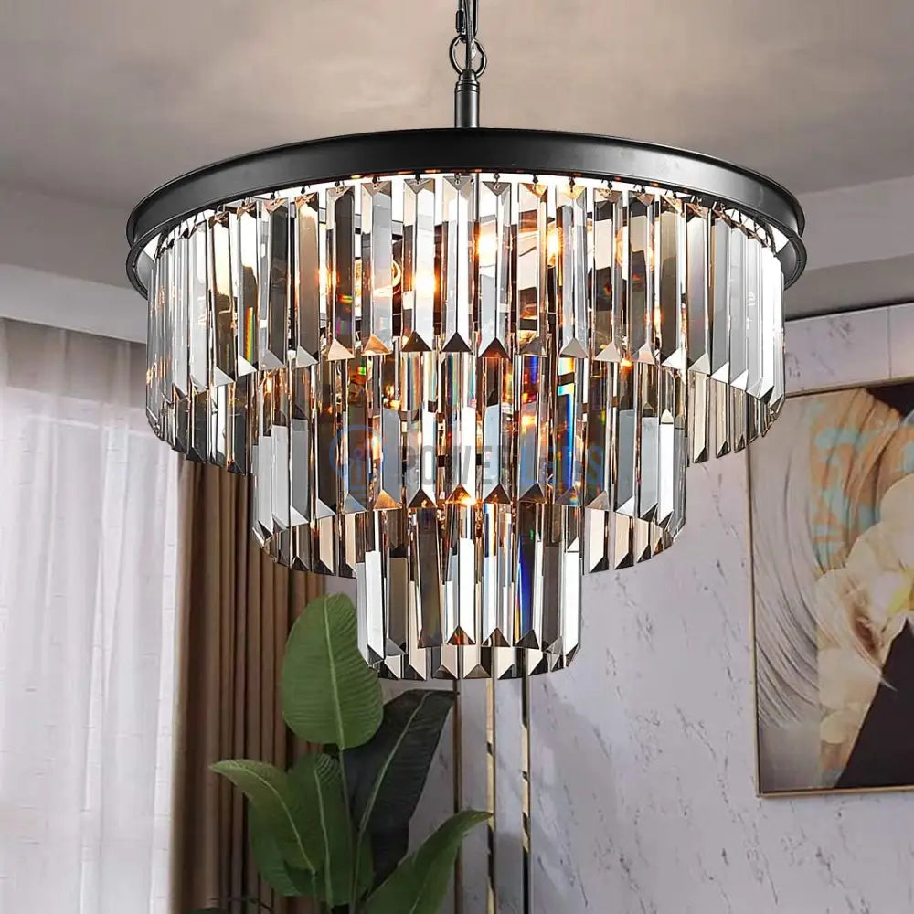 Candelabru Cristal SMOKY BLACK ROUND 400mm NEAGRA / 40CM / CRISTAL Chandeliers Crystal