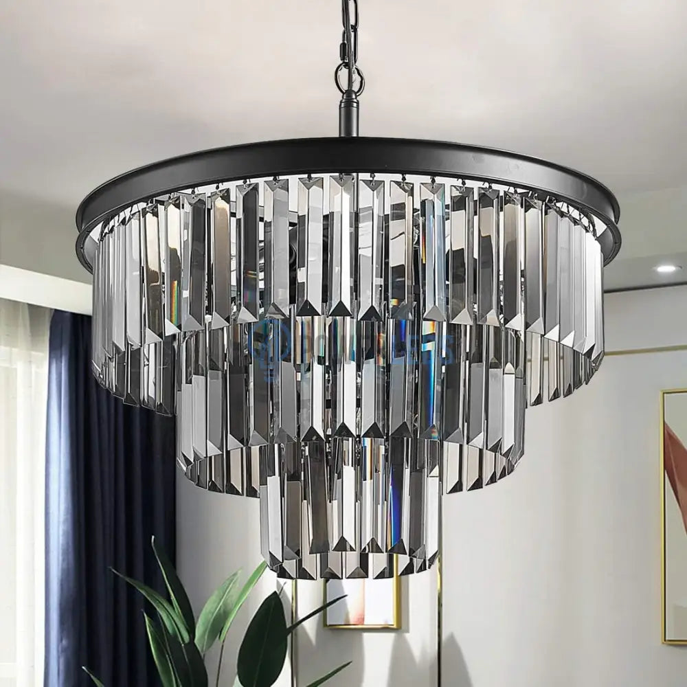 Candelabru Cristal SMOKY BLACK ROUND 600mm NEAGRA / 60CM / CRISTAL Chandeliers Crystal