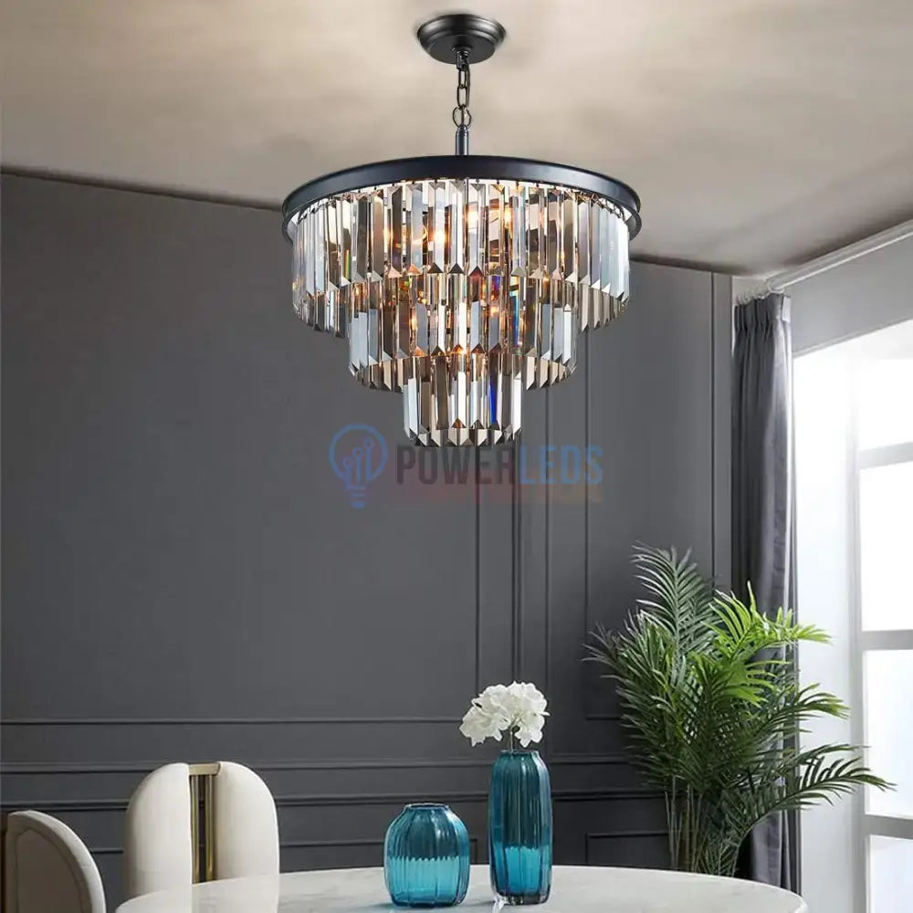 Candelabru Cristal SMOKY BLACK ROUND 600mm NEGRU + GRI / 60CM / CRISTAL Chandeliers Crystal