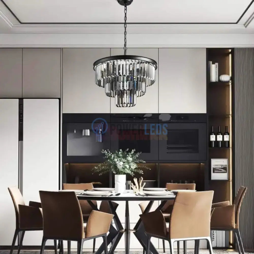 Candelabru Cristal SMOKY BLACK ROUND 600mm NEGRU + GRI / 60CM / CRISTAL Chandeliers Crystal