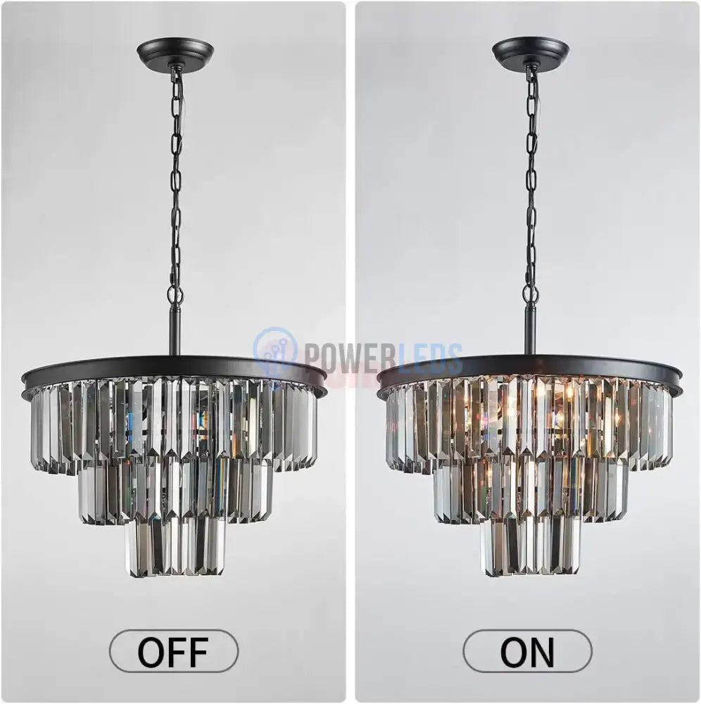 Candelabru Cristal SMOKY BLACK ROUND 600mm NEGRU + GRI / 60CM / CRISTAL Chandeliers Crystal