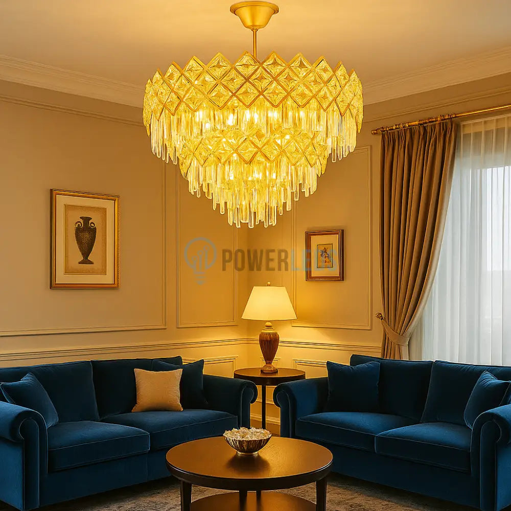 Candelabru Cristal Yanni Gold Deluxe Double Level powerleds.ro