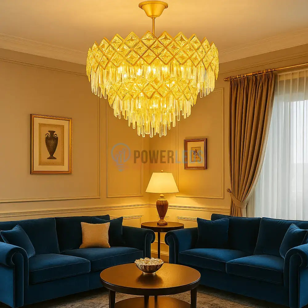 Candelabru Cristal Yanni Gold Deluxe Double Level Chandeliers Crystal
