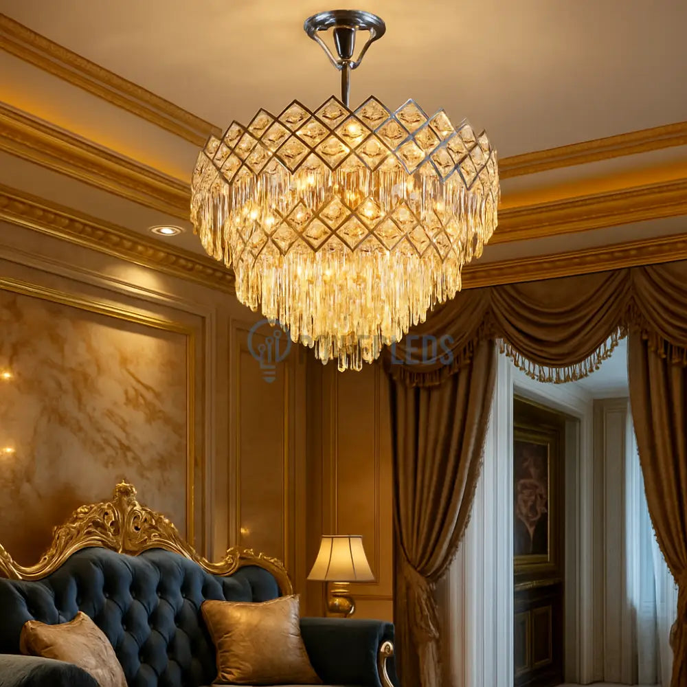 Candelabru Cristal Yanni Silver Deluxe 80+40CM powerleds.ro
