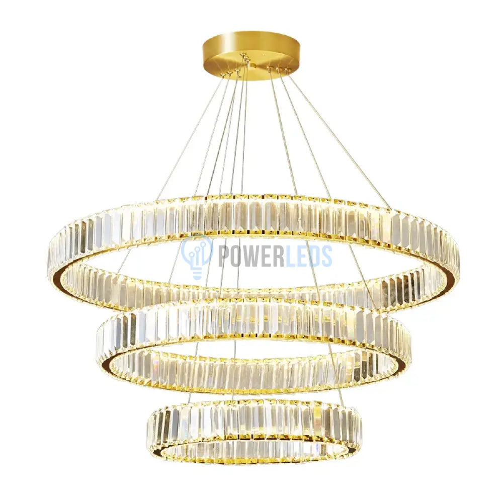 Candelabru Led 100W Cristal Royal Gold 3 Segmente Telecomanda Chandeliers Crystal