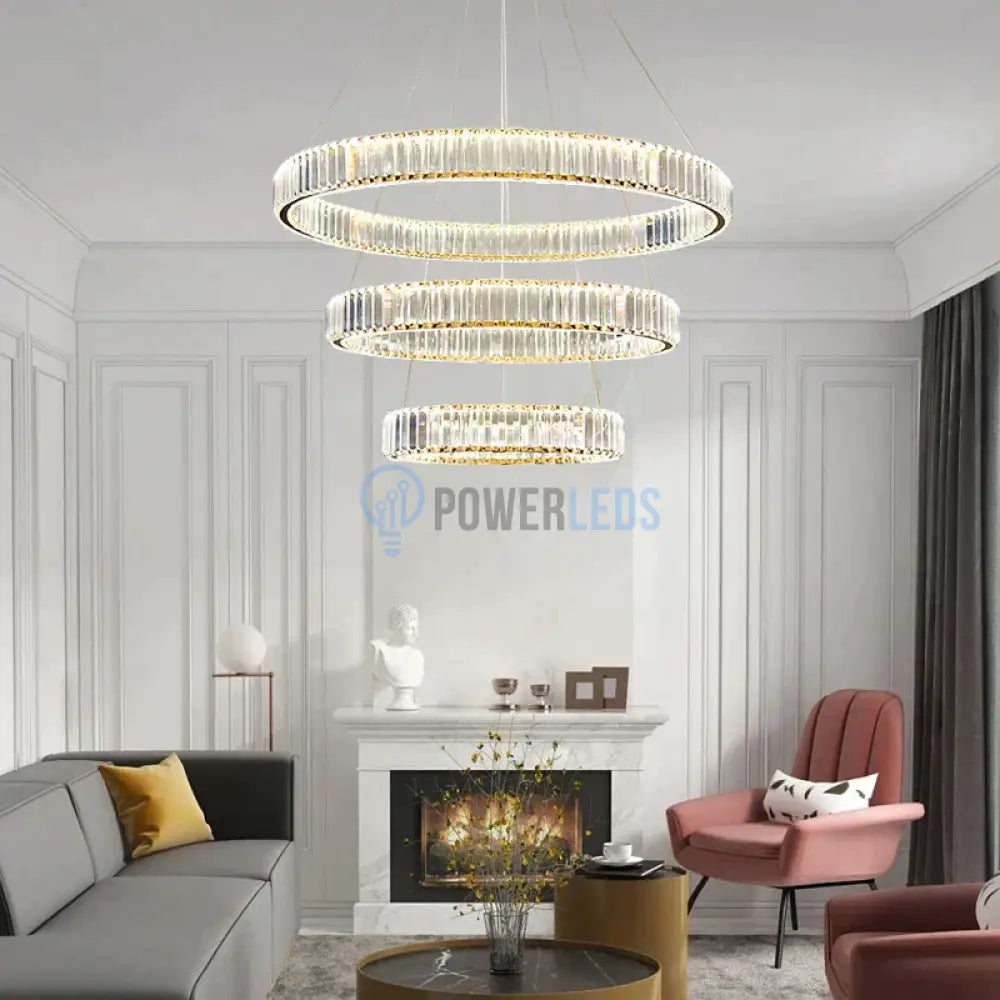 Candelabru Led 100W Cristal Royal Gold 3 Segmente Telecomanda Chandeliers Crystal