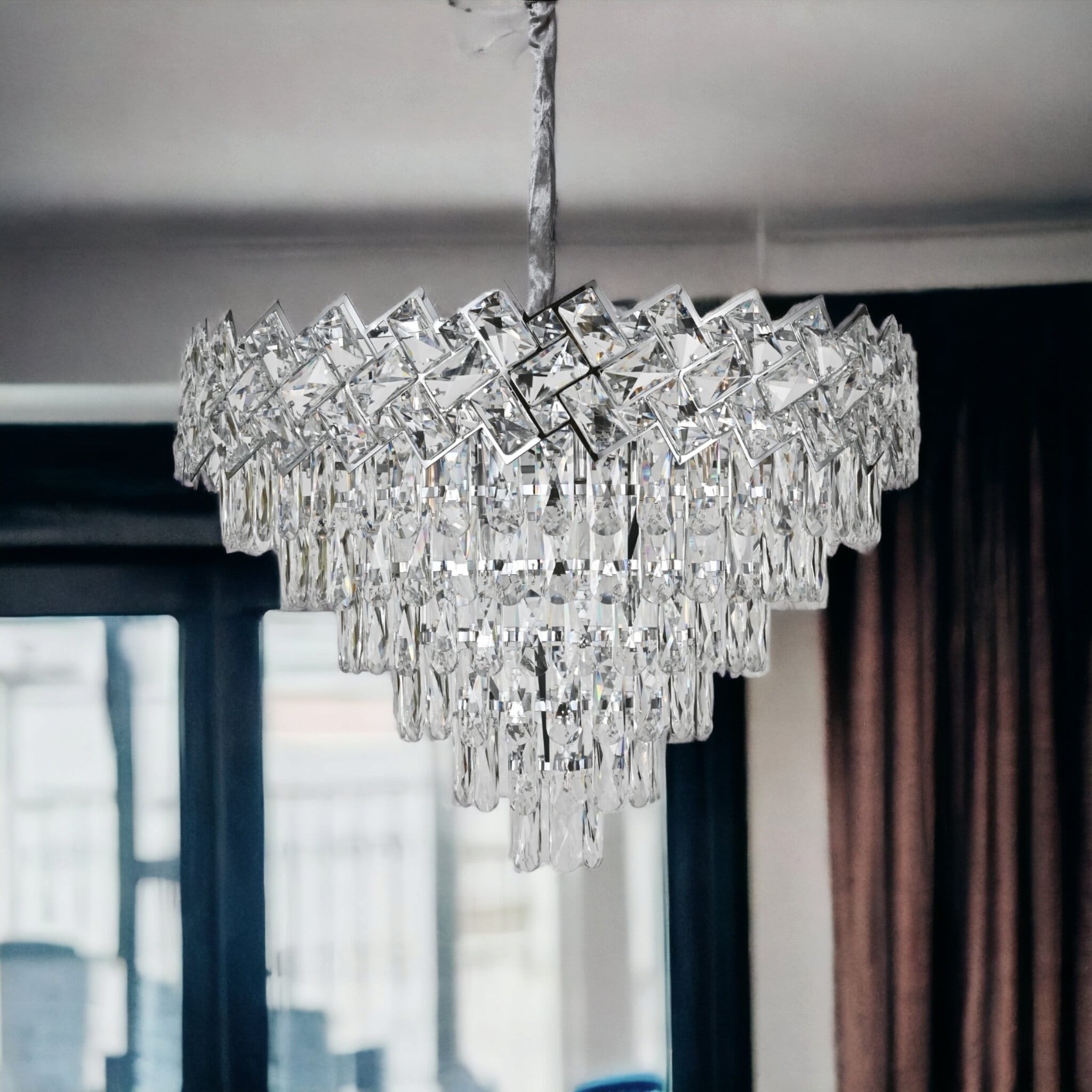 Candelabru Cristal Malli Silver 60cm