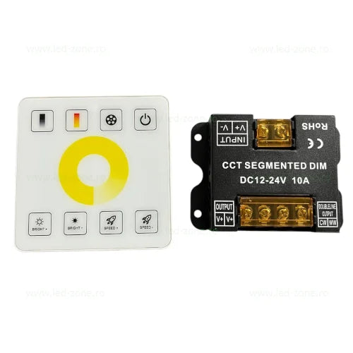 Controller Banda LED 10A, 12-24V, CCT, 3 Functii lumina, Telecomanda RF