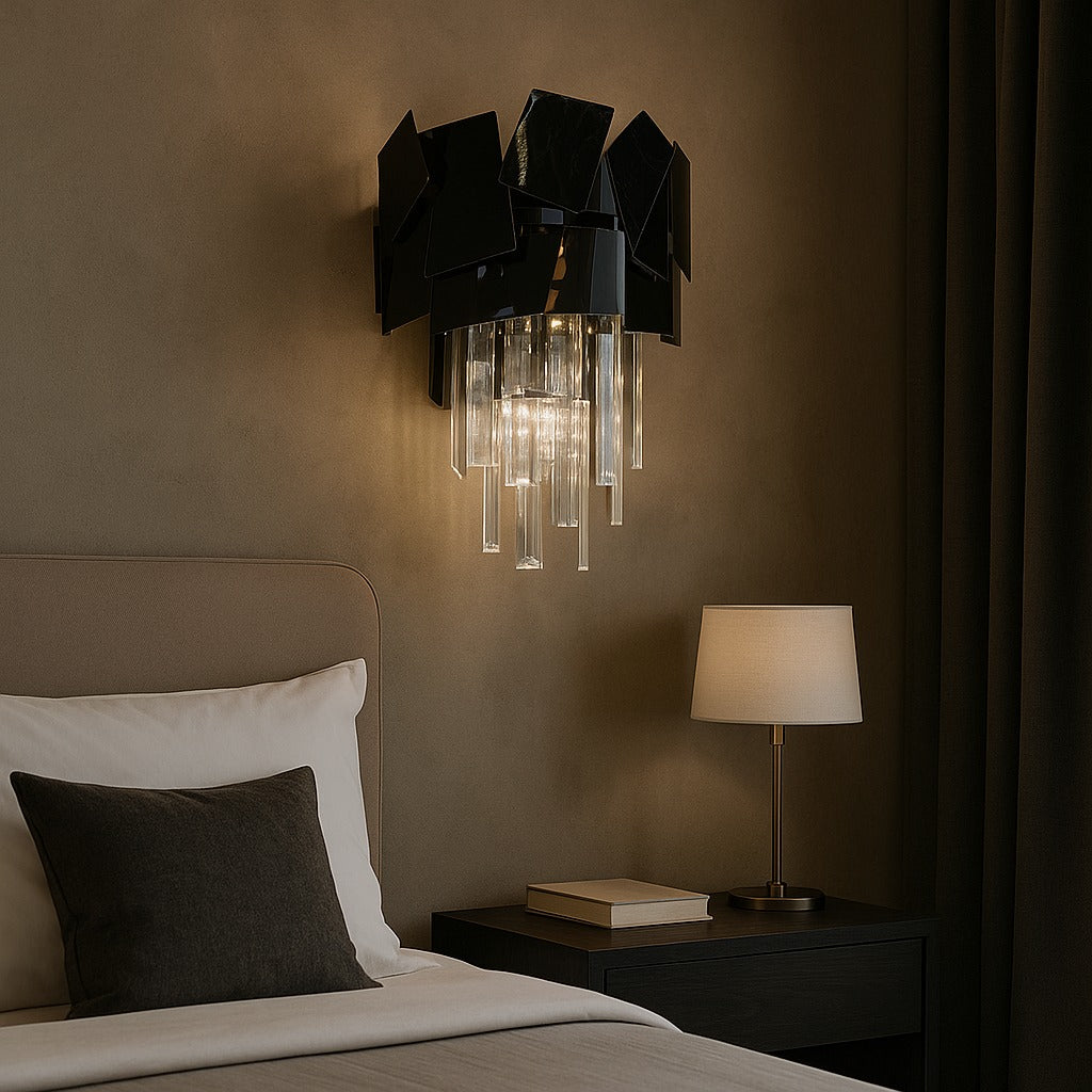 Aplica Perete Cristal Modern Troy Negru Lucios