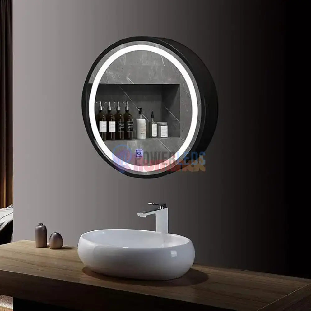 Dulap baie cu Oglinda LED Ovala 50x50cm Functie Dezaburire 230/50x50 powerleds.ro