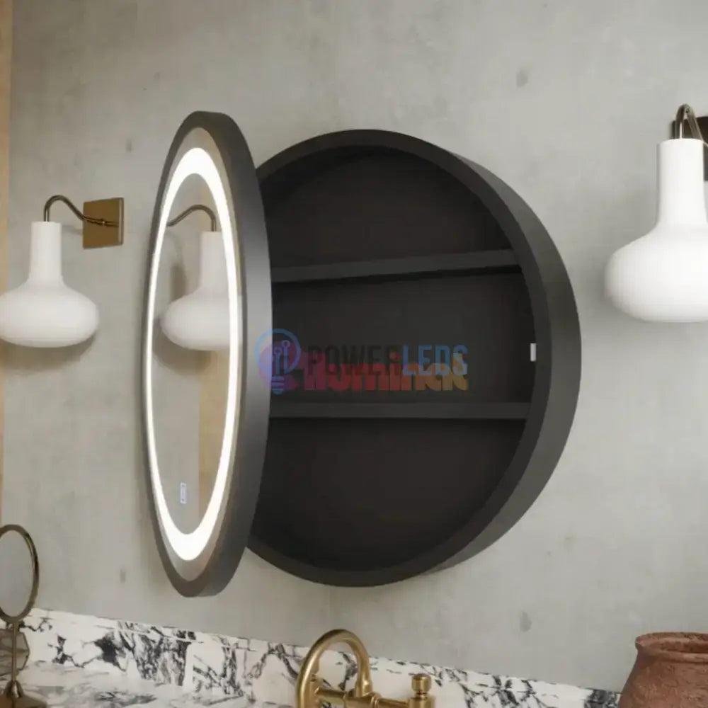 Dulap baie cu Oglinda LED Ovala 50x50cm Functie Dezaburire 230/50x50 powerleds.ro