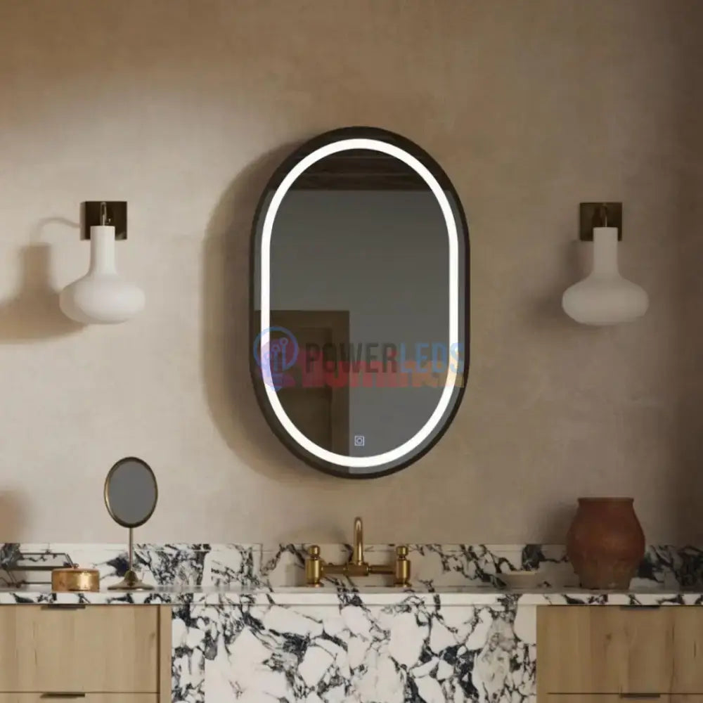 Dulap baie cu Oglinda LED Ovala 50x80cm 3 Lumini si Dezaburire powerleds.ro