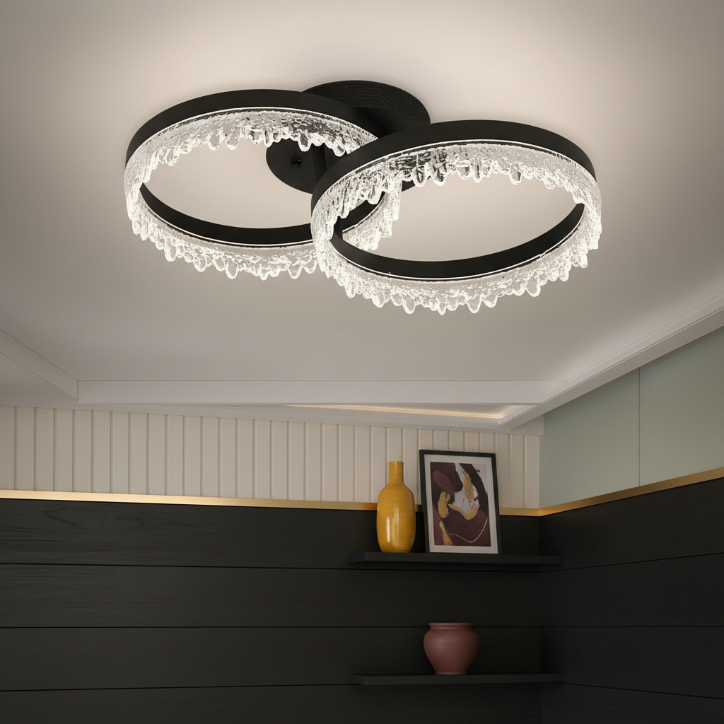 Lustra LED 2 CIRCLE VALS Echivalent 300W Telecomanda