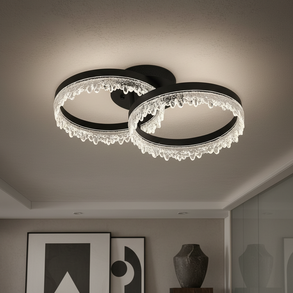 Lustra LED 2 CIRCLE VALS Echivalent 200W Telecomanda