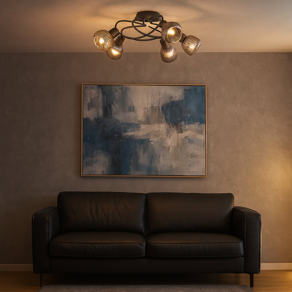 Lustra TARIFA Abajur Negru Mat 6xE14