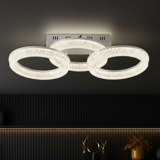 Lustra LED MATEO 3 Circle White Echivalent 600W Telecomanda