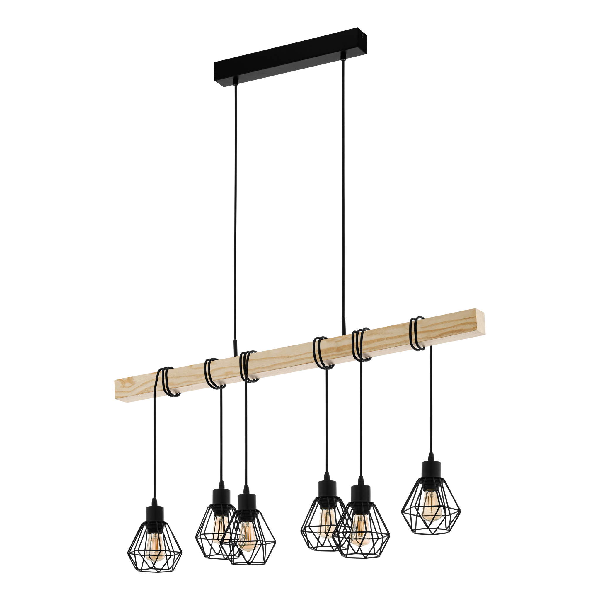 Lustra Suspendata TOWNSHEND 5 Black & Wood Eglo
