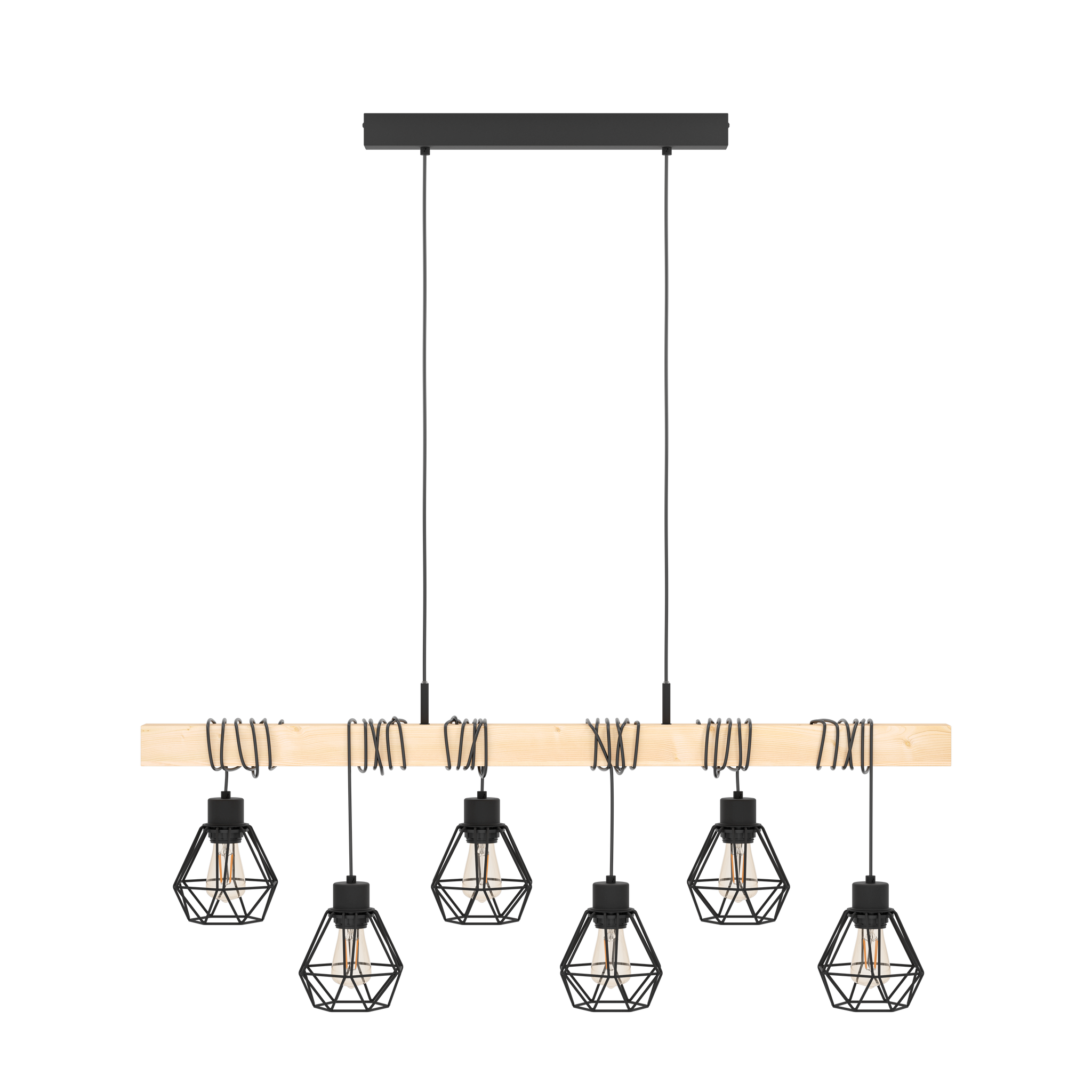 Lustra Suspendata TOWNSHEND 5 Black & Wood Eglo