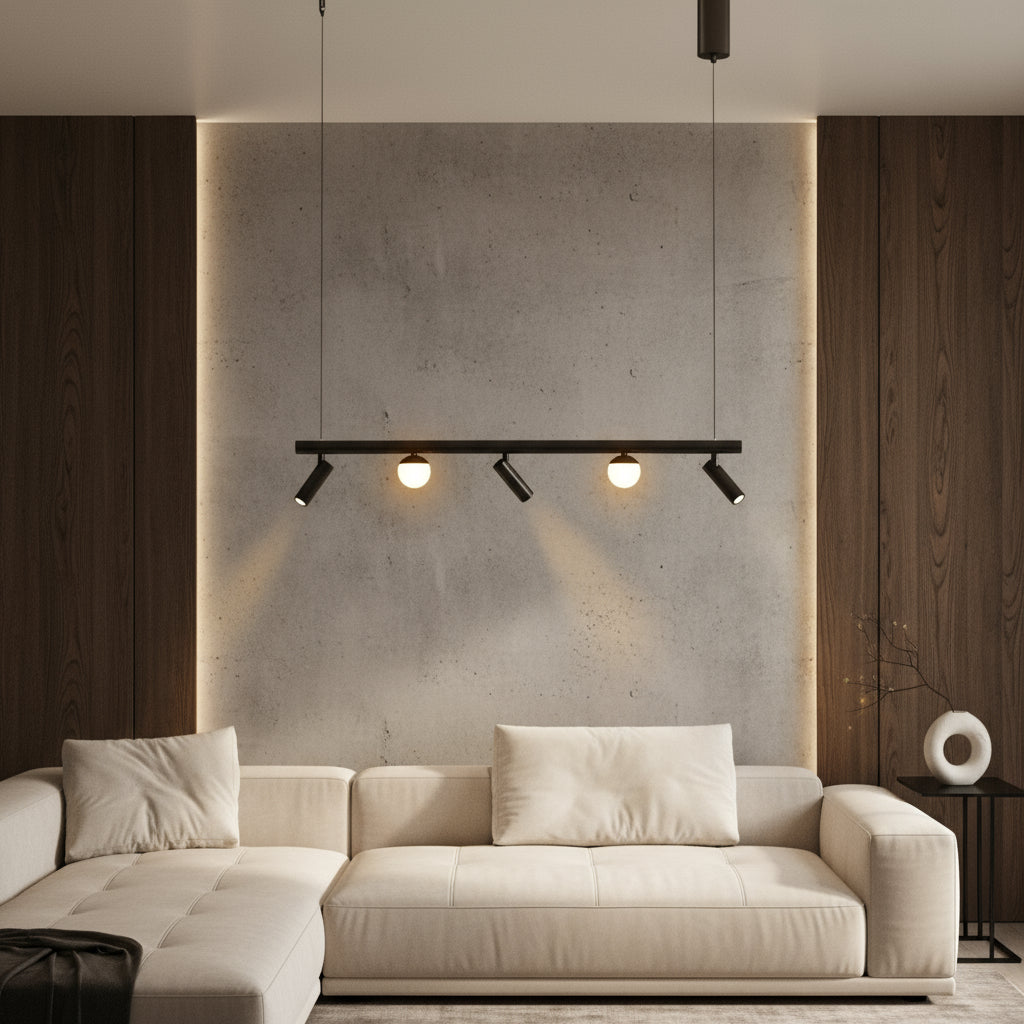 Lustra LED Suspendata Abajur cu 3 Spoturi MELI Black Echivalent 90W Telecomanda