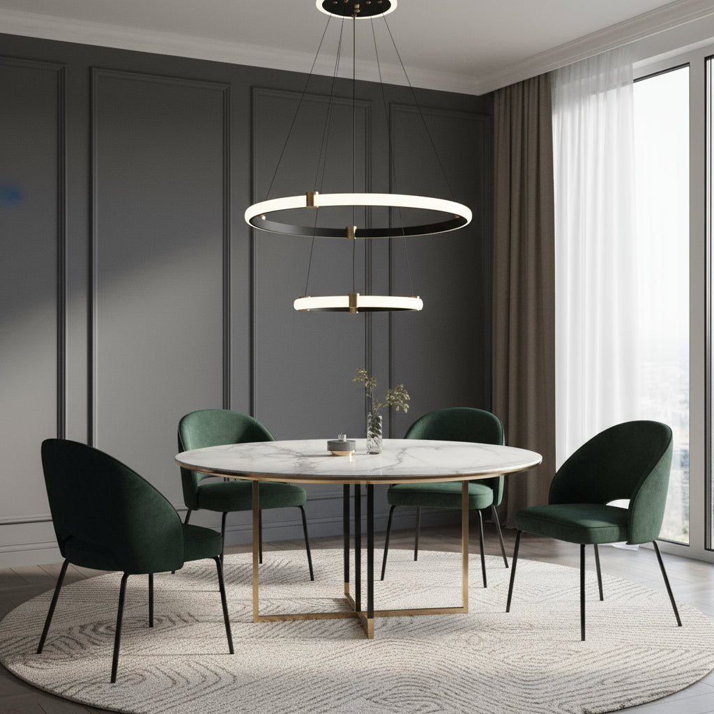 Lustra LED Suspendata ZENO Black Echivalent 250W Telecomanda